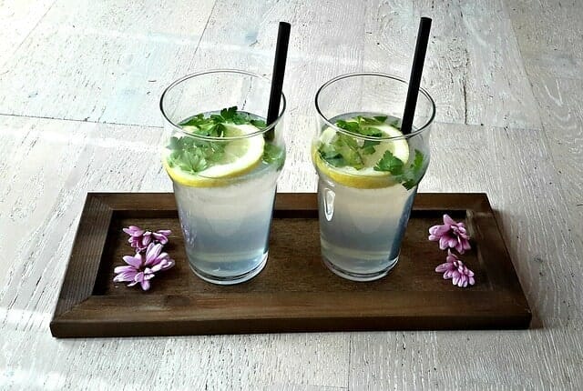 twee glazen water met citroen